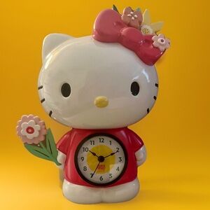 Sanrio Hello Kitty Floral Clock with Red and Pink Accents by Allen Designs